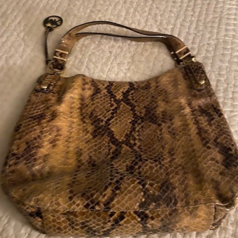 Michael Kors Python Embossed Leather Shoulder Bag - image 4